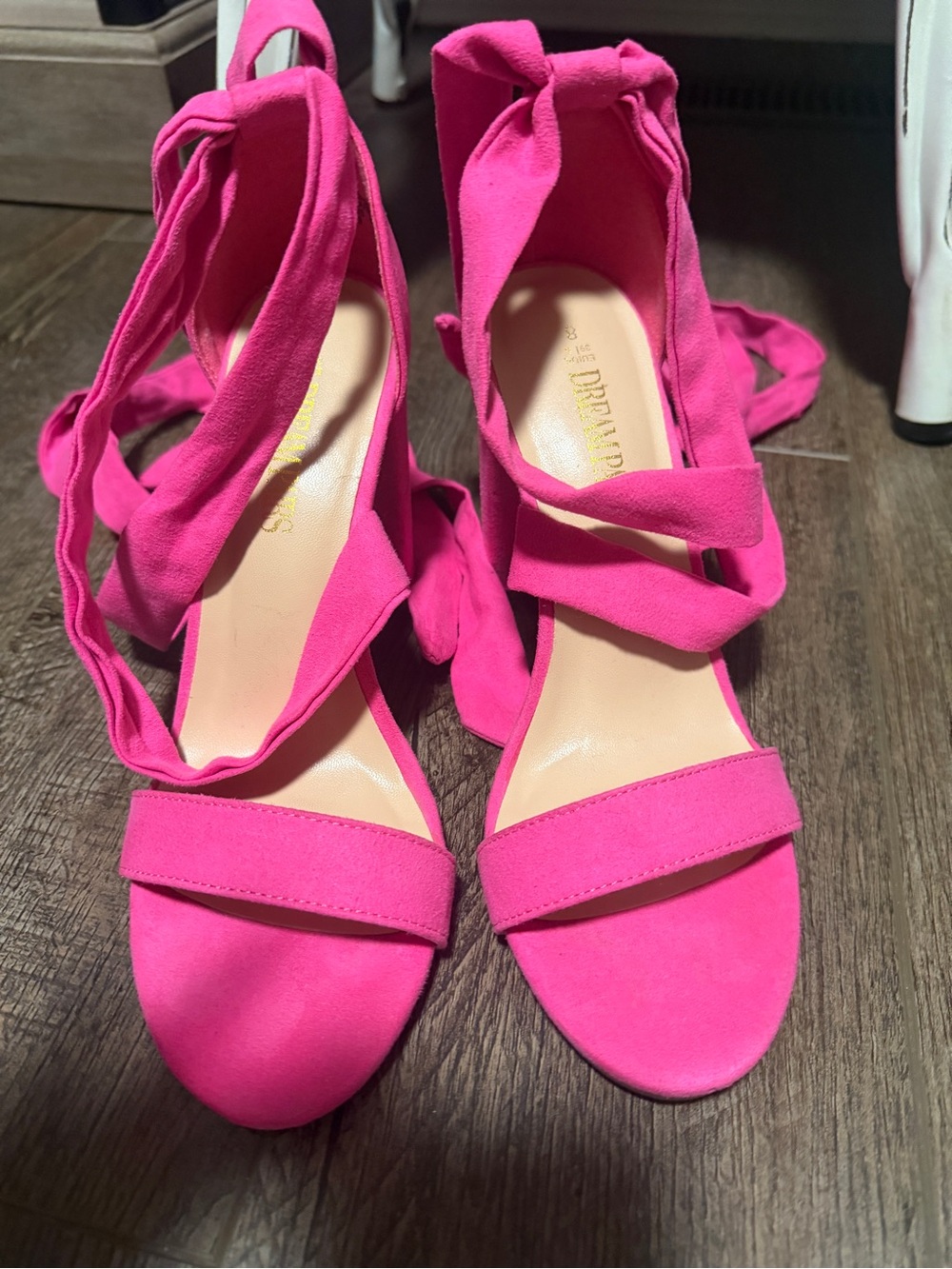 Dream Pairs Hot Pink Lace-Up Heeled Sandals
